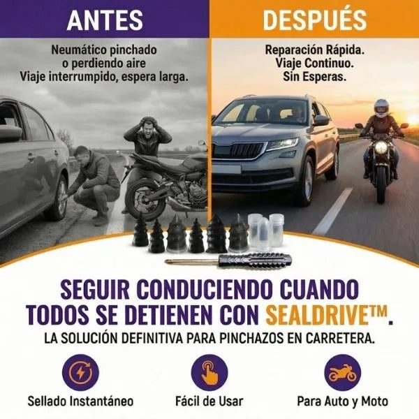 SEALDRIVE™ – Sella el pinchazo en minutos y sigue conduciendo