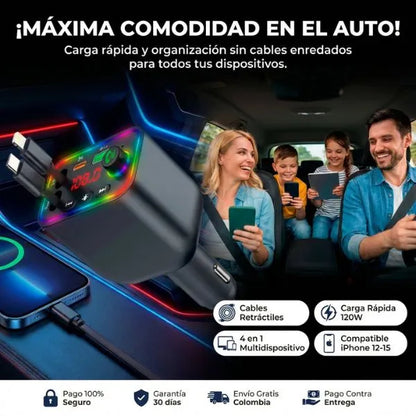 PowerDrive™ — Cargador Inteligente 4 en 1 para tu Carro