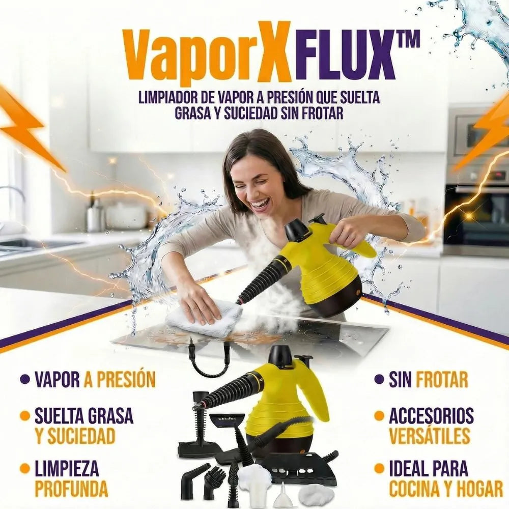 VaporX FLUX™ – Limpiador que suelta grasa y suciedad sin frotar usando vapor a presión