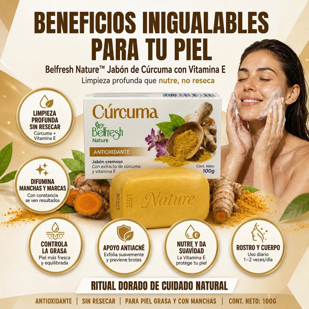 Antes y después con jabón de cúrcuma